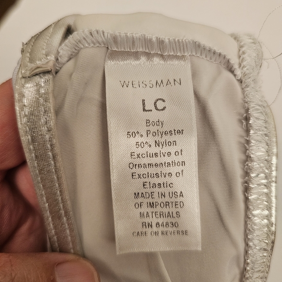 Weissman white sequined top blue shorts green vest hip-hop dance costume size LC - Picture 5 of 10